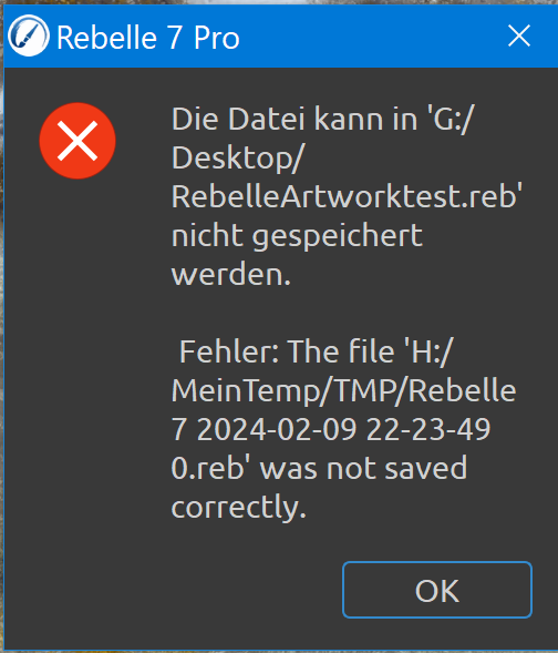 Unable to Save File Support Topics Rebelle 7 Issues wi