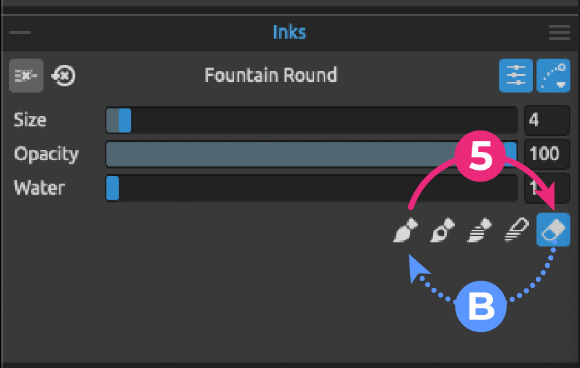 Brush does not return to paint mode after switching to er