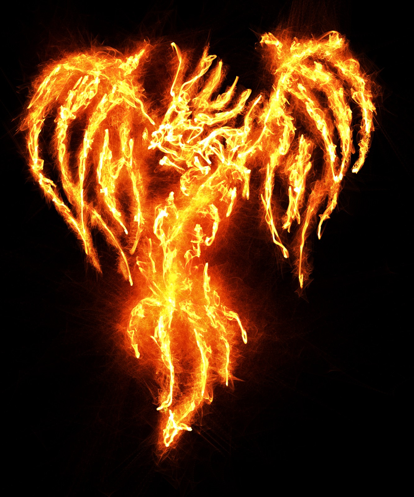 dragon skeleton in flames