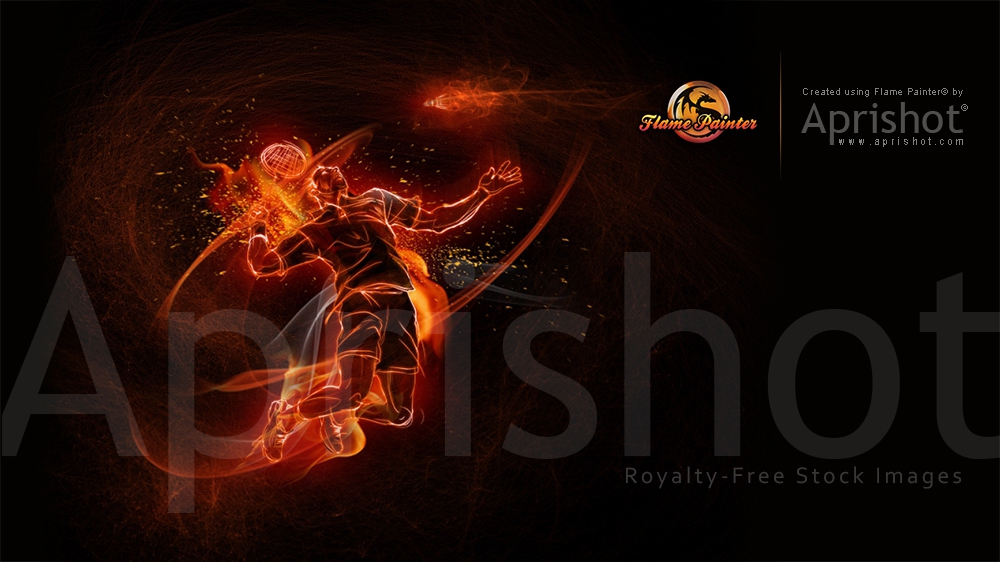 flaming badminton player by